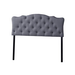 Baxton Studio Rita Modern and Contemporary Queen Size Grey Fabric Upholstered Button-tufted Scalloped Headboard